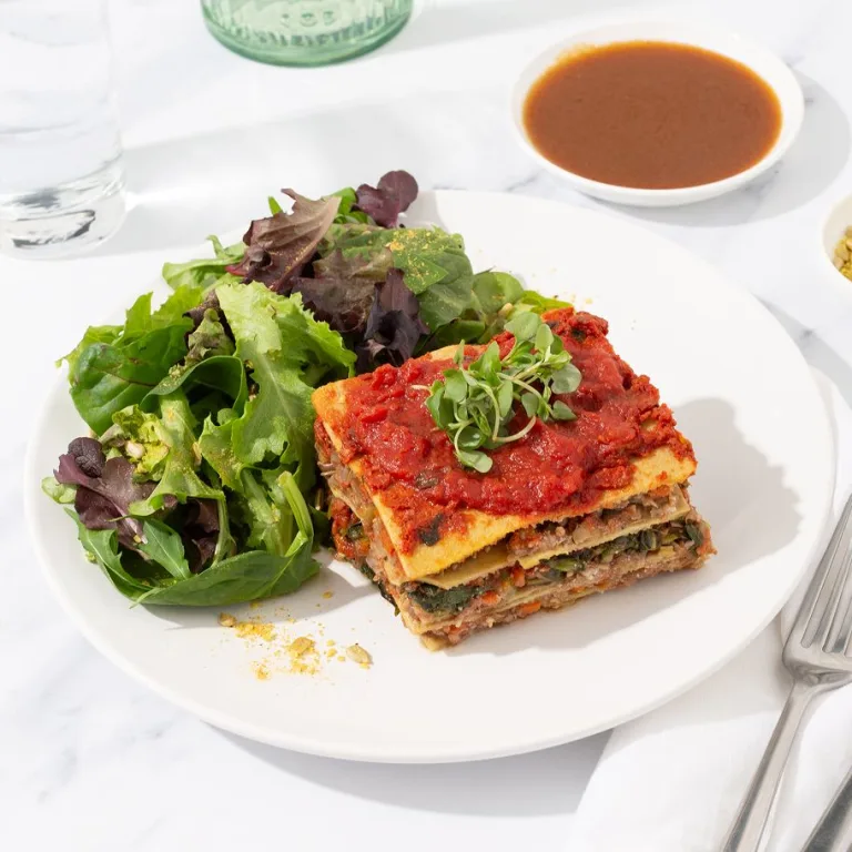 lasagna bolognese w/ hydrating greens